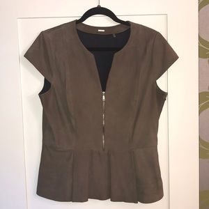Elie Tahari 100% Suede Fitted Top